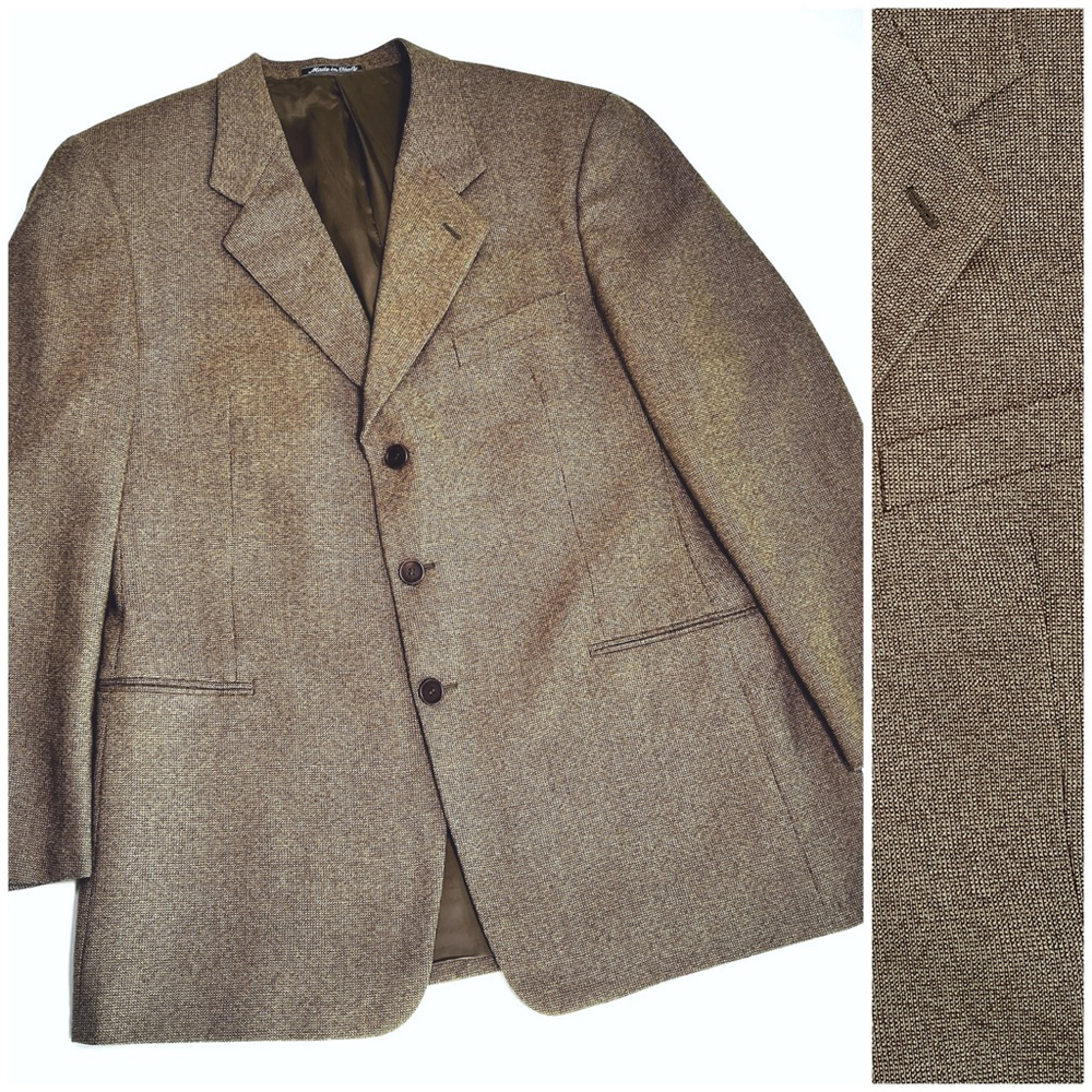 MANI SAKS FIFTH AVENUE Brown Pure Virgin Wool Sport Coat Blazer 44R